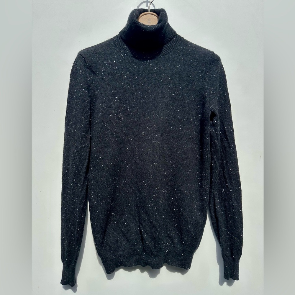 C by Bloomingdale’s 100% Cashmere Donegal Black Turtleneck Sweater, M